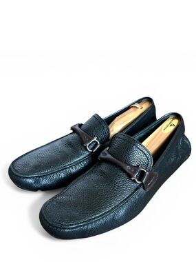 Salvatore Ferragamo Horsebit Loafers Black Driver Shoes Mens